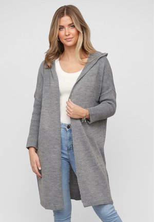 LONGFORM WITH HOOD - Strickjacke - dark grey
