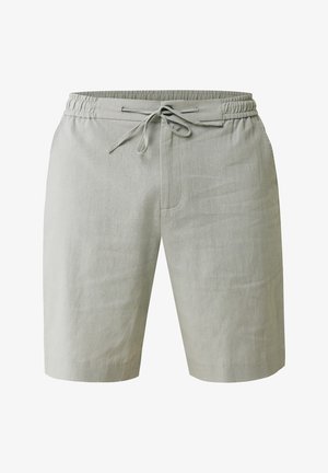 Lichtgrijze linnen shorts met een elastische tailleband en een koord. Bevat twee zijzakken en heeft een rechte pasvorm, die ademend comfort biedt.