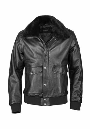 BUWALES - Leather jacket - schwarz