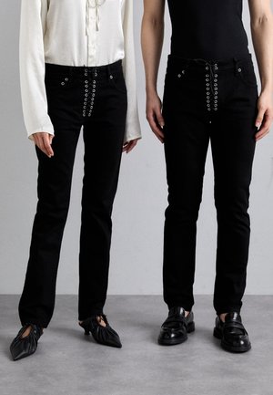 LACE UP SLIM UNISEX - Slim fit jeans - black