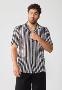 Pier One by Zalando - STRUCTURED SHIRT - Shirt - black and white Thumbnail Image 1