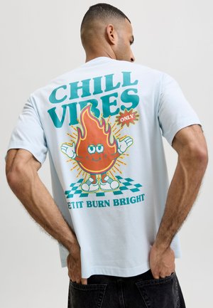 Jack & Jones, T-SHIRT BACKPRINTET T-SHIRT - Printtipaita - ice water
