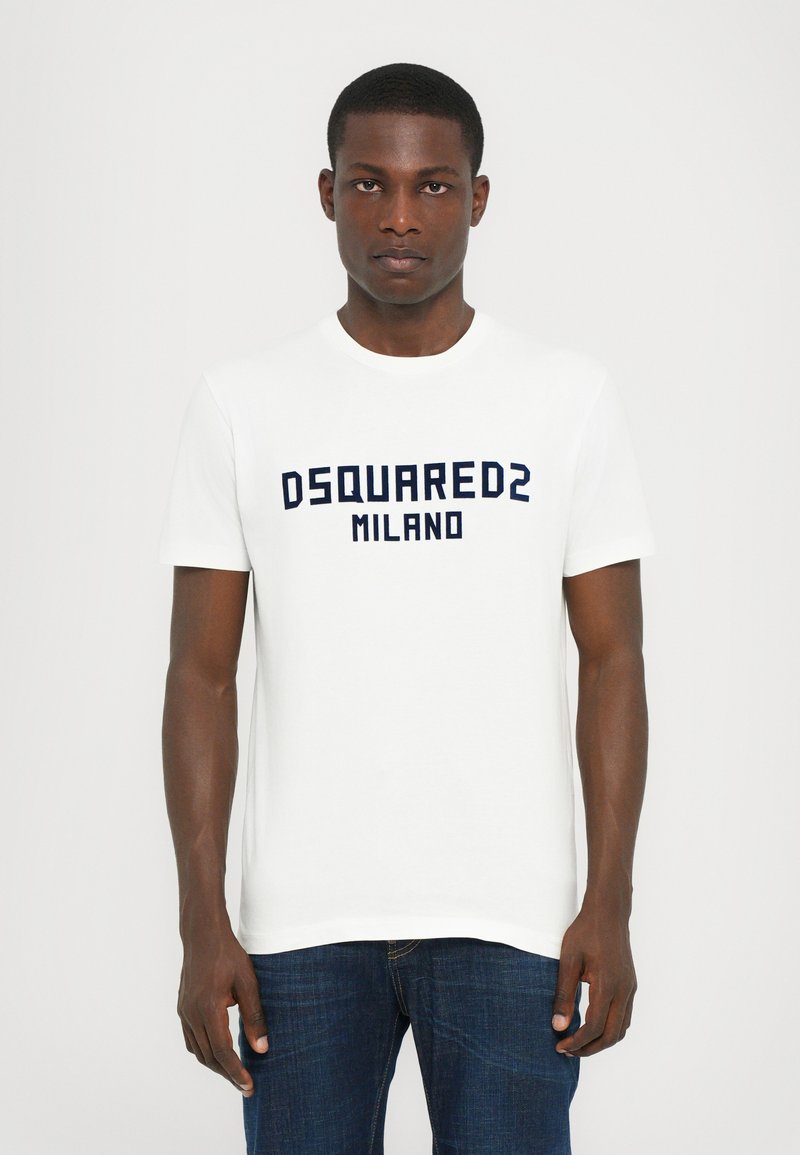 Dsquared2 COOL FIT TEE - Trükipildiga T-särk - white/dark navy
