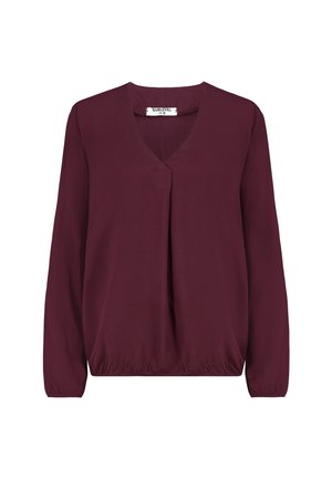 LANGARM MIT V-AUSSCHNITT UND ELASTISCHEM SAUMABSCHLUSS - Blouse - rot