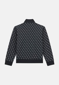Giacca nera con colletto caratterizzata da un motivo a diamante con design del logo ripetuto. Polsini e orlo a coste, realizzata con un tessuto testurizzato.