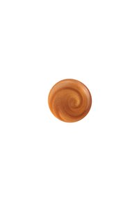 Ronde, amberkleurige knop met een gladde, glanzende afwerking en een spiraalpatroon. Ongeveer 3 cm in diameter, met een subtiele glans.