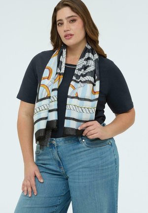 Fiorella Rubino, FOULARD LUNGO CON STAMPA MARINIÈRE - Foulard - azzurro