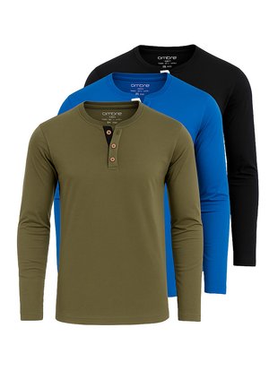 PACK - Langærmet T-shirt - black olive blue