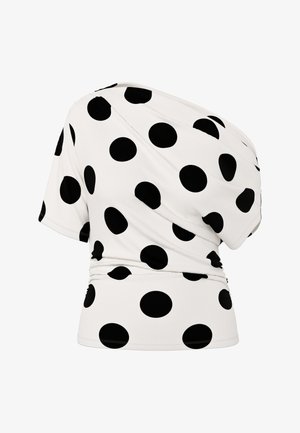 HYPEDROP, OFF SHOULDER TOP HDEMMA DRAPED - Μπλουζάκι με στάμπα - cloud dancer
