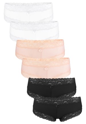 6 PACK LEICHTE HIPSTER MIT SPITZE UND SCHLEIFE - Pants - weiß schwarz apricot