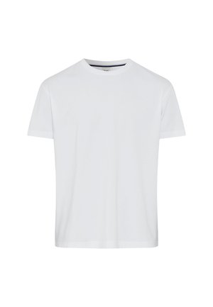 Witte katoenen t-shirt met een ronde hals, korte mouwen en een soepele textuur. Geen patronen of accenten. Standaard pasvorm.