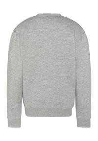 Felpa grigia realizzata in morbido misto cotone. Presenta un colletto rotondo, maniche lunghe e polsini e orlo ribattuti. Design minimalista.