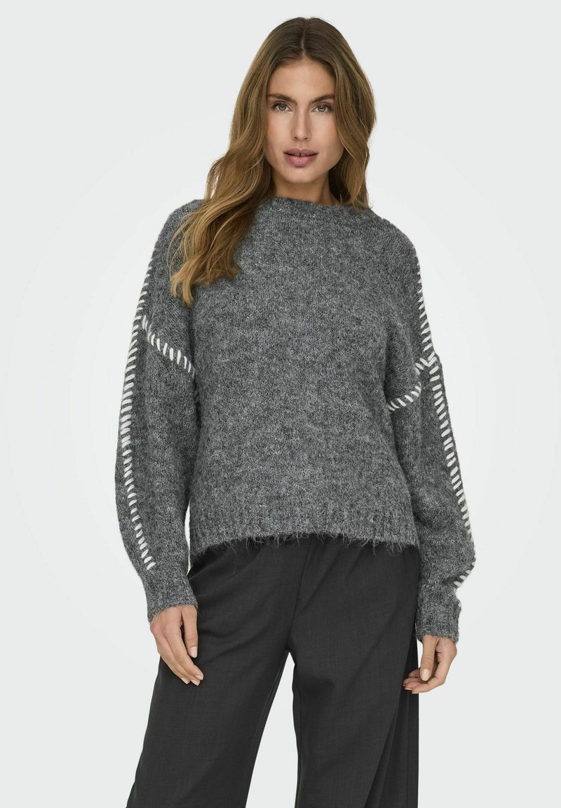 JDY JDYZOEY LIFE ON STITCH NOOS - Maglione - dark grey melange