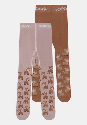 Ewers GIRL DEER ALLOVER 2 PACK - Strumpfhose - pink/brown
