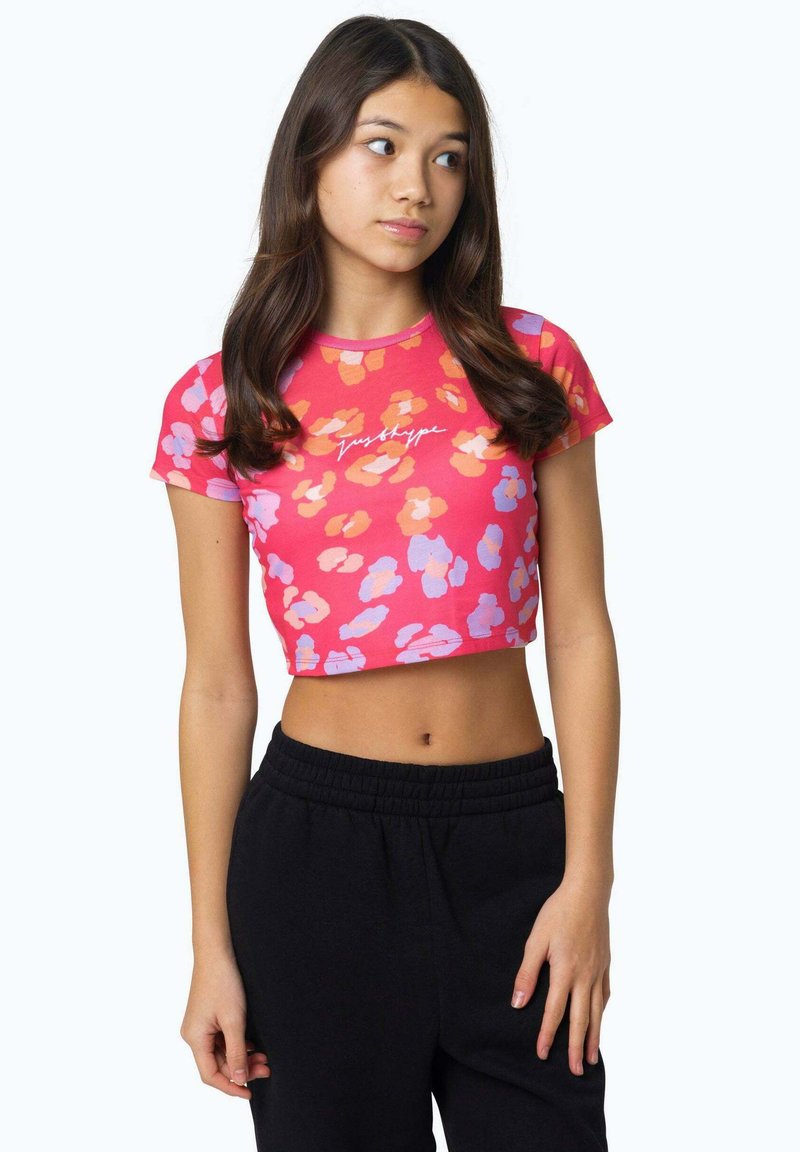 Hype T-shirt print donkerroze