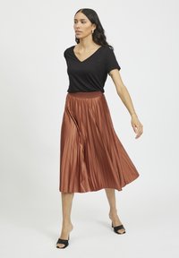 VILA VINITBAN MIDI  - A-line skirt - tobacco brown
