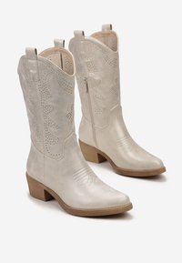 Super Mode Bottines de cowboy / motard - argente