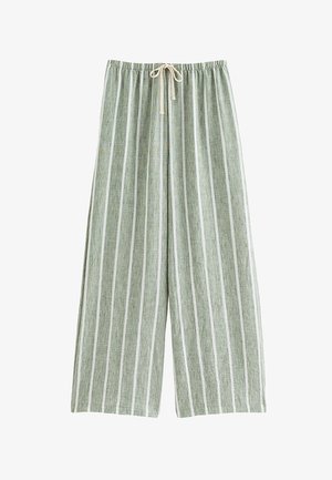 New Look, STRIPED WIDE LEG TROUSERS - Broek - green pattern