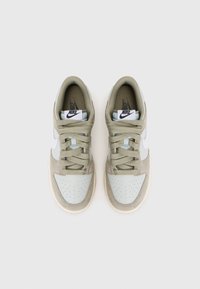 Sportssko med en lys grøn læderoverdel, beige ruskindsdetaljer, rund tå, perforerede detaljer og snørebånd. Har Nike-logo på tungen.