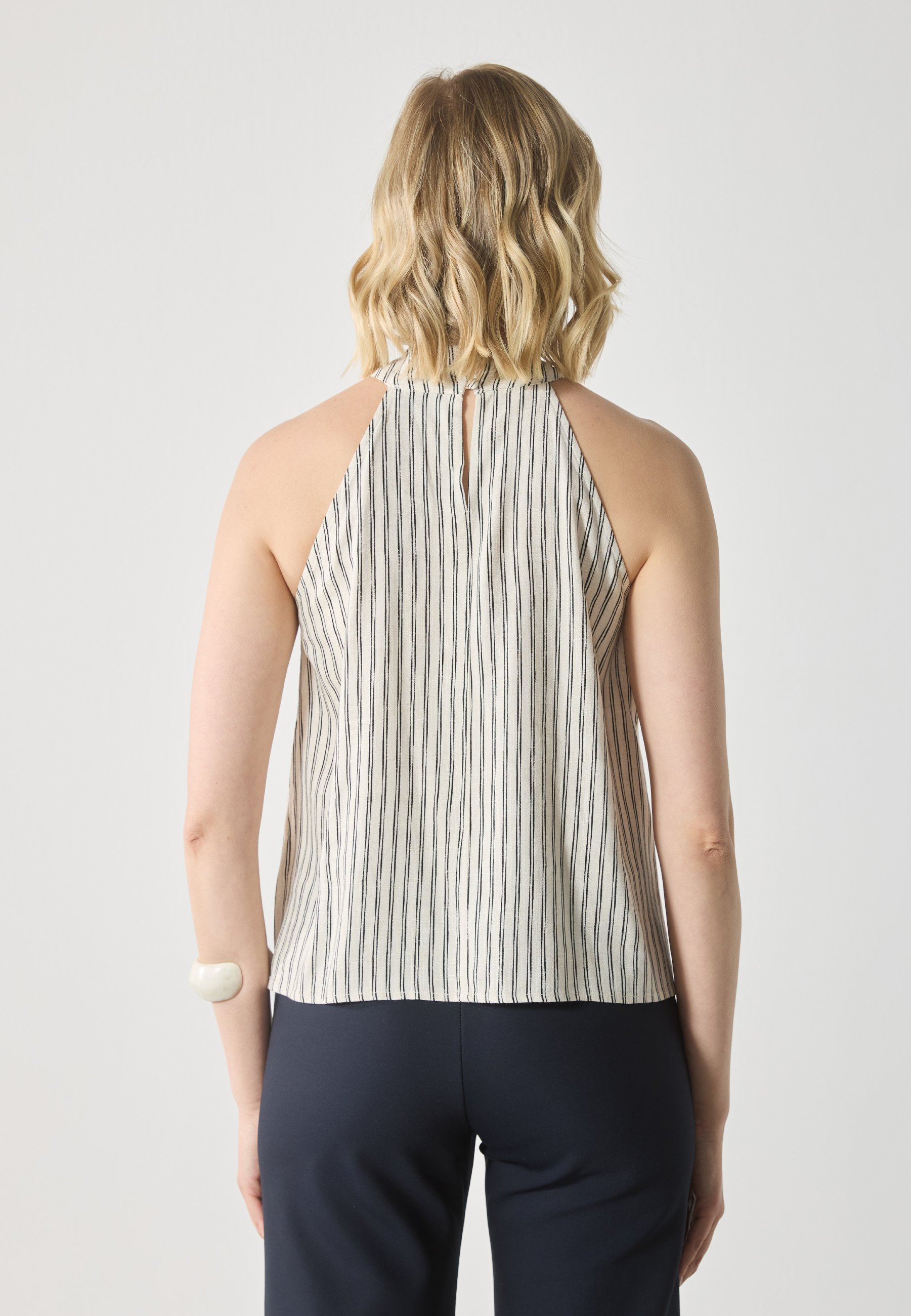 売れ筋商品|||アンナ フィールド シャツ レディース トップス LINEN BLEND MIX TOP - Top - off-white/black a72dc406b56b431798db56ef4f24df