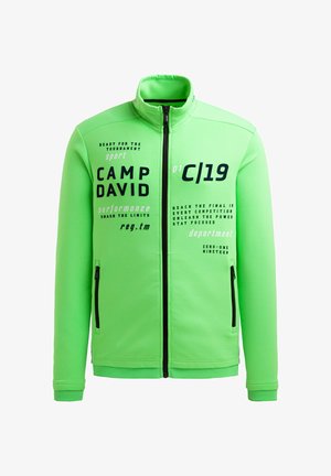 Camp David, CAMP DAVID TRAININGSJACKE AUS INTERLOCK MIT LOGO ARTWORKS - Felpa con zip - tech green
