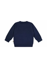 Marineblaue Sweatshirt mit Rundhalsausschnitt, langen Ärmeln, gerippten Bündchen und Saum. Glatte Textur ohne sichtbare Muster oder Logos.
