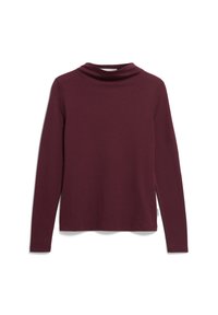 Bordeaux lange mouw top met een collet design. Gemaakt van een zachte, gladde stof, met een slim fit en zijsplitten nabij de zoom.