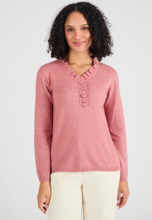 PULL COL À VOLANT MÉLANGE  - Pullover - vieux rose