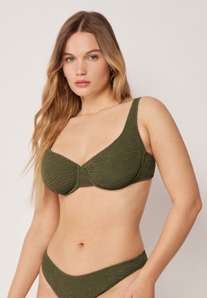 Calzedonia, CRINCKLE WAVES BALCONETTE - Bikinitop - green