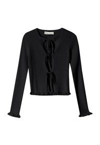 TIED WITH RUFFLES - Cardigan - black