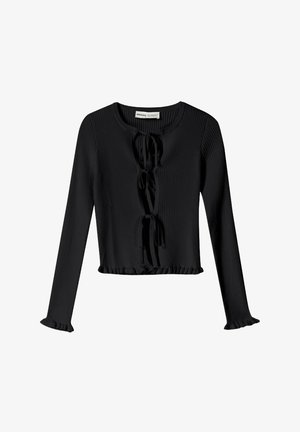 Bershka TIED WITH RUFFLES - Gilet - black
