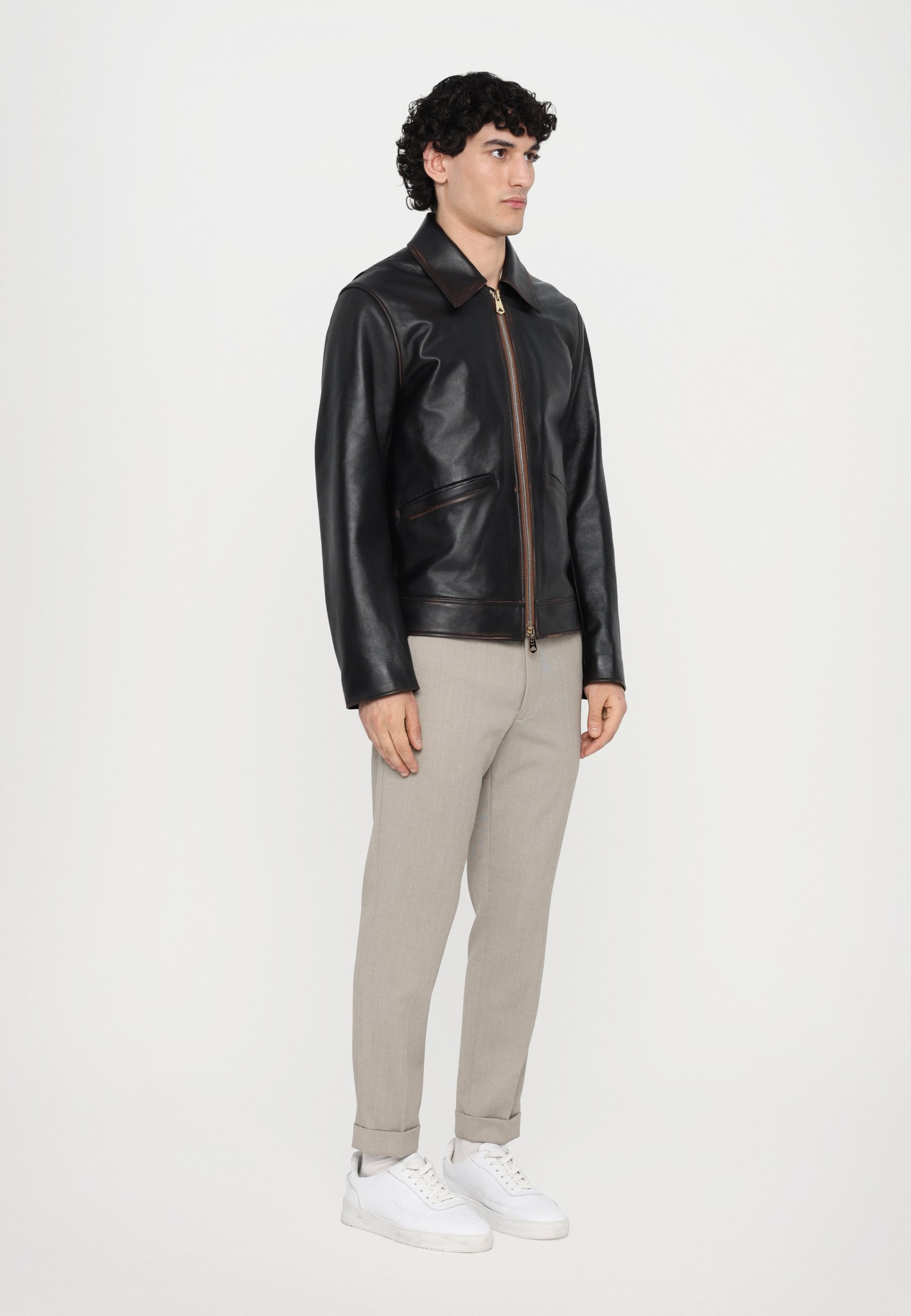 Paul Smith SLIM FIT JACKET - Leather jacket - dark brown