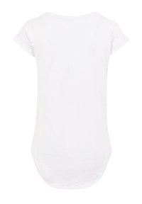 White short-sleeve T-shirt made of soft fabric with a rounded back hem and a simple, unadorned design.
