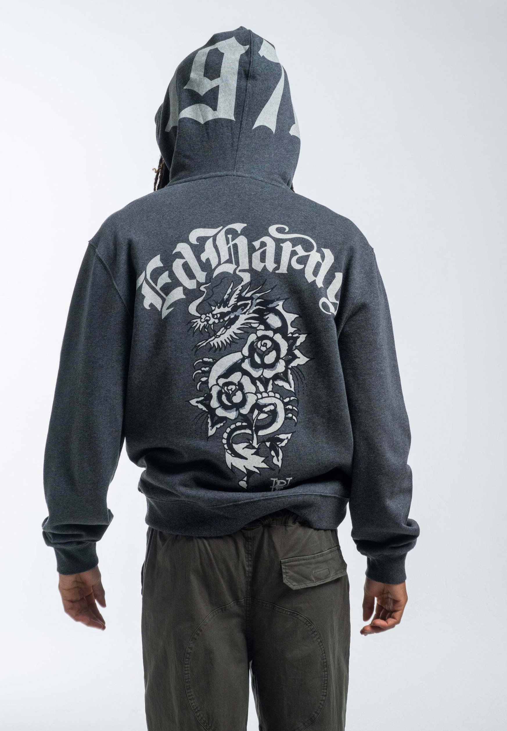 Ed Hardy DRAGON ZIP THROUGH - Felpa con zip - charcoal marl/grigio