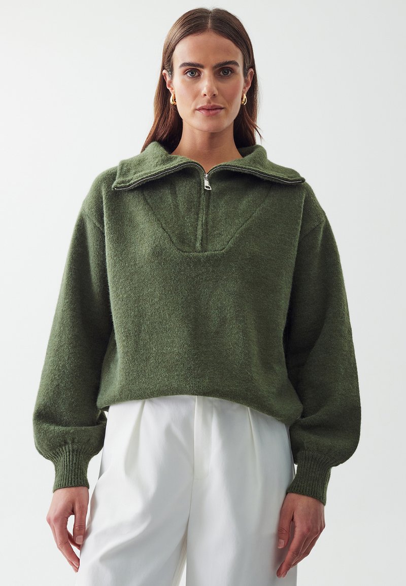 Calli Language CALLI JOEY - Strickpullover - khaki/dunkelgrün - Zalando