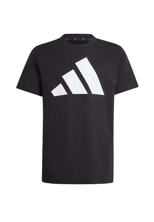 adidas JUNIOR BLOCK TEE UNISEX - Sports T-shirt - black/white — foto 5