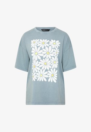 Yours Clothing, PLUS SIZE CASUAL TOPS - T-Shirt print - baby blue