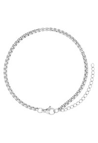 Bracciale in argento con anelli intrecciati, dotato di chiusura a moschettone e lunghezza regolabile grazie a un'estensione di catena piccola.