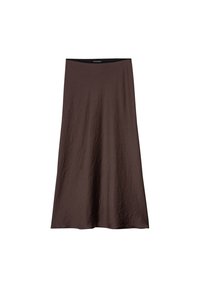Brauner, knöchellanger Rock aus leichtem Stoff; mit einem glatten Bund und einem fließenden Design aus weicher Textur.