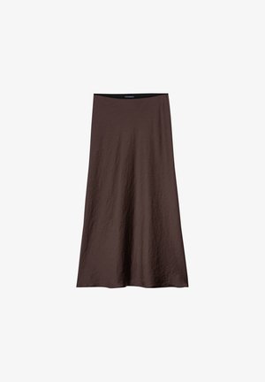 Brauner, knöchellanger Rock aus leichtem Stoff; mit einem glatten Bund und einem fließenden Design aus weicher Textur.