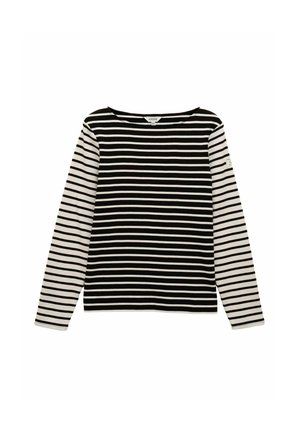 REGULAR FIT - BOAT NECK - Long sleeved top - black cream