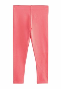 Rosa Leggings aus dehnbarem Baumwollmischgewebe mit glatter Textur, körpernahem Schnitt und elastischem Bund ohne zusätzliche Details.