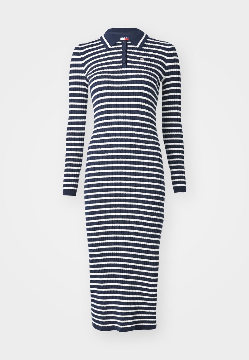 tommy jeans midi dress Belted Denim Fit And Flare Midi Dress | Blue