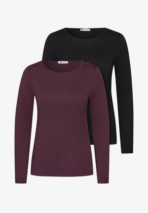 Street One, LANGARM SHIRTS MIT RUNDHALS IM 2ER-PACK - Maglietta a manica lunga - black rustic rouge