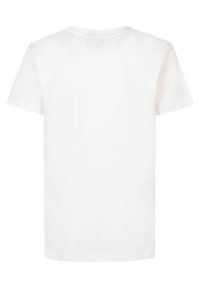 Weißes T-Shirt mit kurzen Ärmeln aus Baumwolle. Rundhalsausschnitt mit glatter Textur und klassischer Passform. Rückseite ohne Grafiken oder Muster.