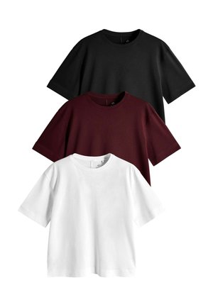 THE SET, 3 PACK PREMIUM PIMA COTTON T-SHIRTS - Basic T-shirt - white burgundy navy blue
