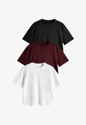 THE SET, 3 PACK PREMIUM PIMA COTTON T-SHIRTS - Basic T-shirt - white burgundy navy blue