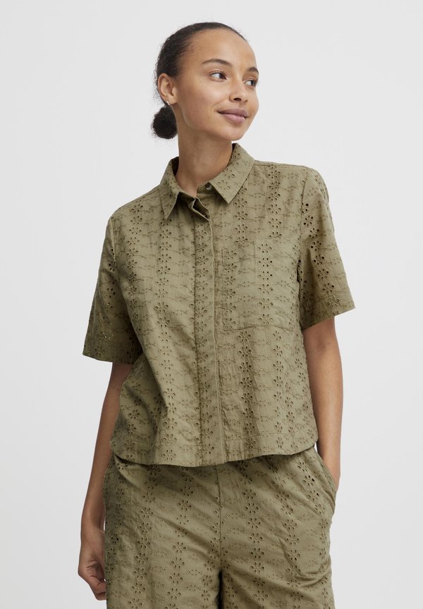 BYFENNI CROPPED BLOUSE - Button-down blouse - aloe