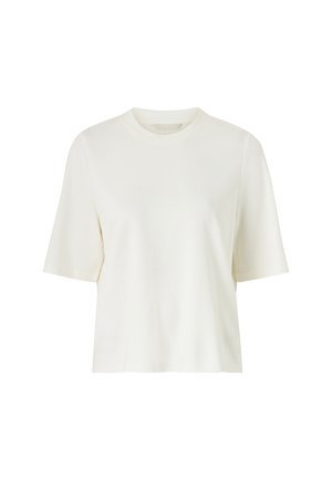Kortærmet t-shirt med rund hals i off-white, lavet af glat stof med en afslappet pasform og nedtonet design. Ingen mønstre eller accenter.