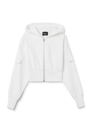 CROP HOODIE - Felpa con zip - optical white
